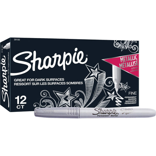 Sharpie Metallic Permanent Markers Silver 12-Pack – Bold, Smudge-Proof Writing | Greenlope Supply