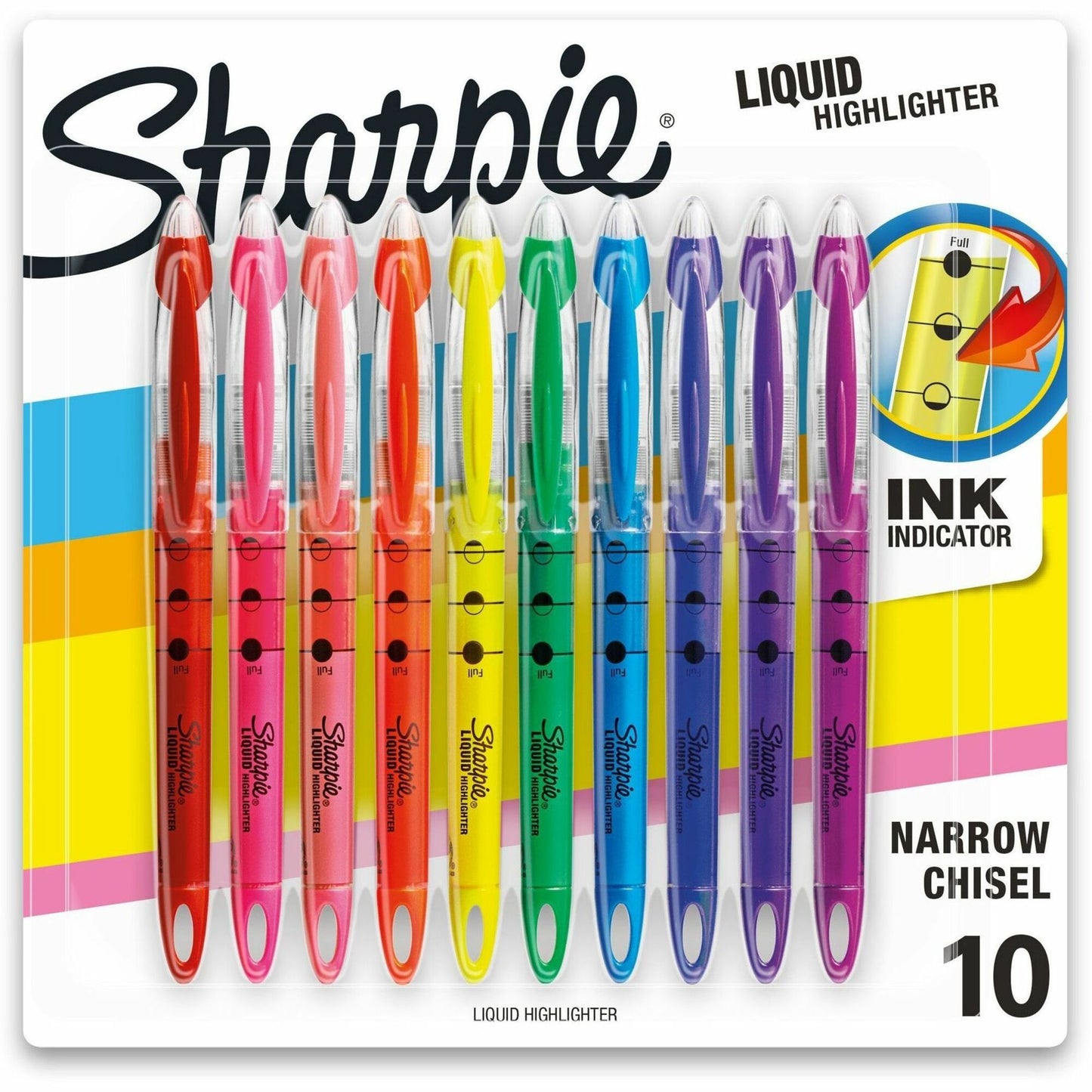 Sharpie Liquid Highlighters, Chisel Tip, Assorted Colors, 10 Count (24415PP)