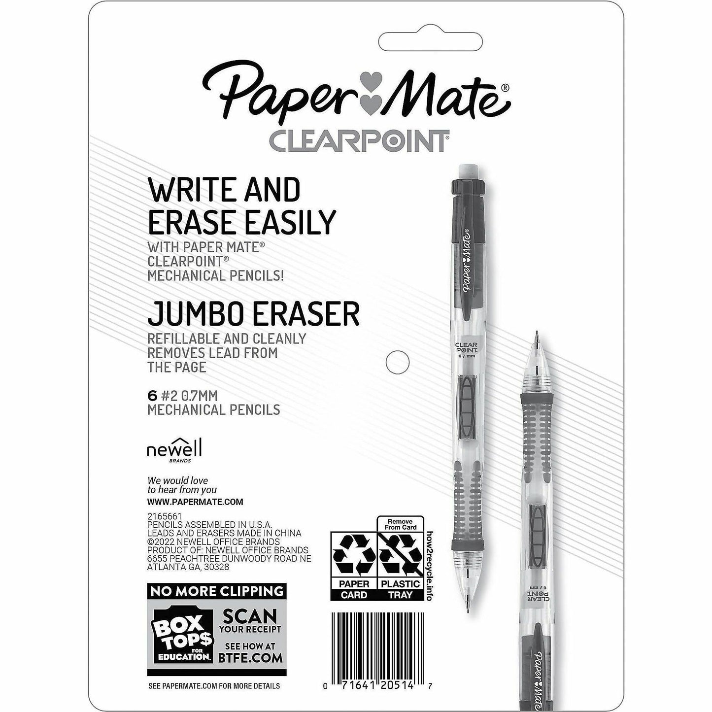 Paper Mate Clearpoint Mechanical Pencils 0.7 mm Lead - Assorted Barrel - 6 / Pack