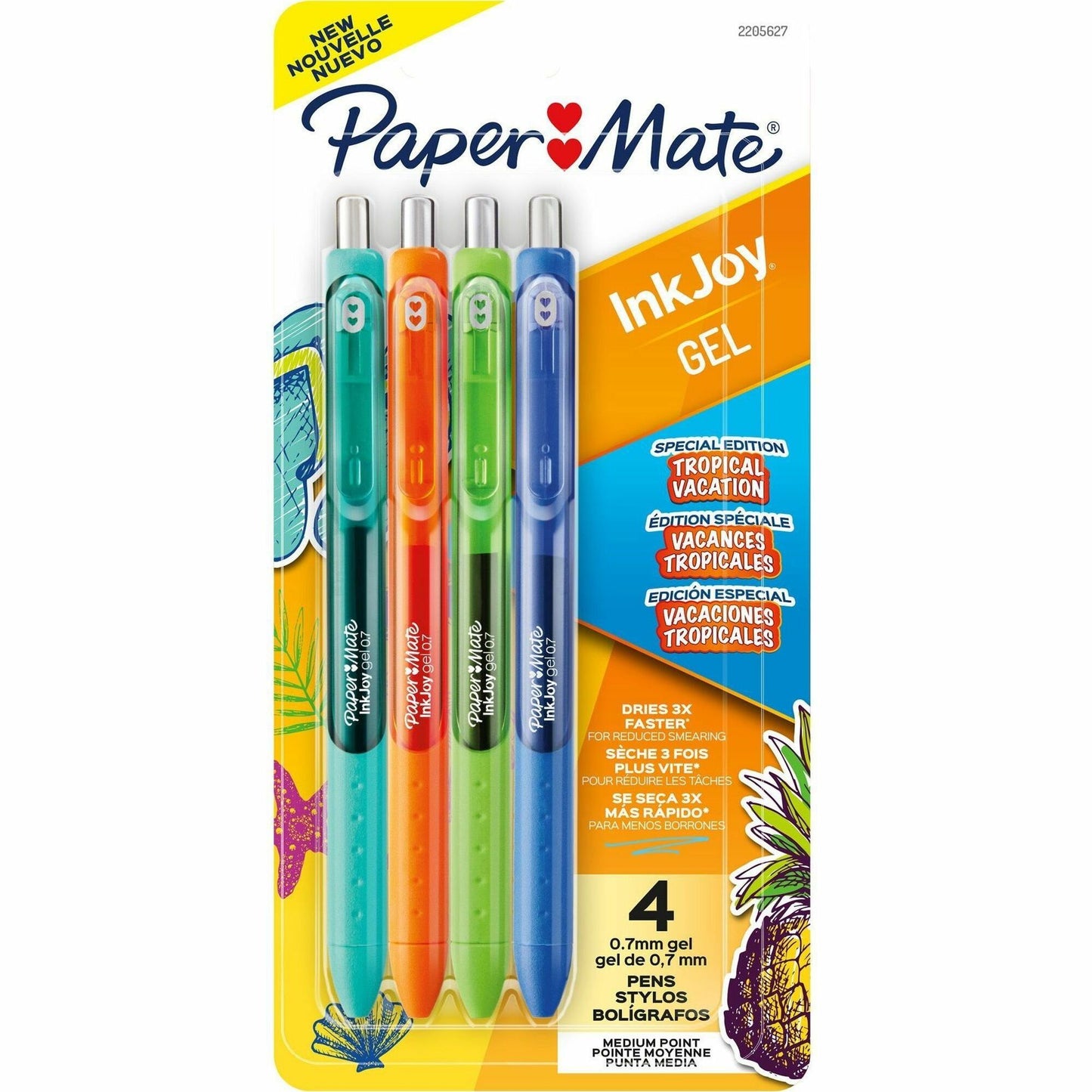 Paper Mate InkJoy Gel Pens, Tropical Vacation Colors, Medium (0.7mm) 4 Count