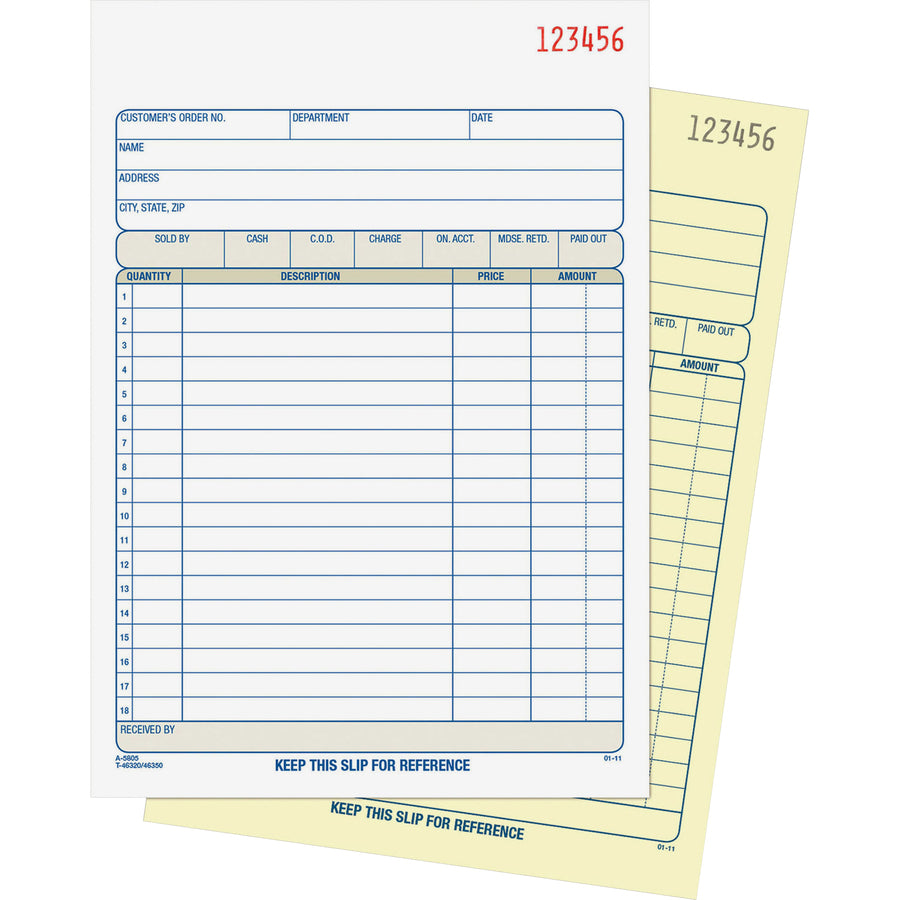 Adams Sales Order Books for Business, 2 Part Carbonless, 50 Sets/Book, 1 Book (DC4705)