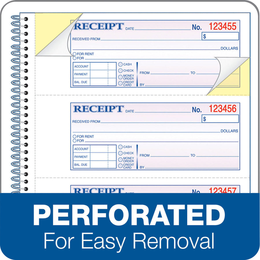 Adams Spiral Money Rent Receipt Books, 2 Part, 5-1/4" x 11", 1 each