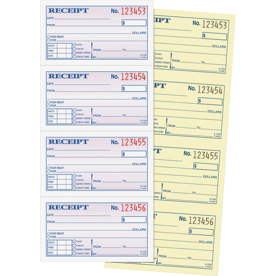 Adams Spiral Money Rent Receipt Books, 2 Part, 5-1/4" x 11", 1 each