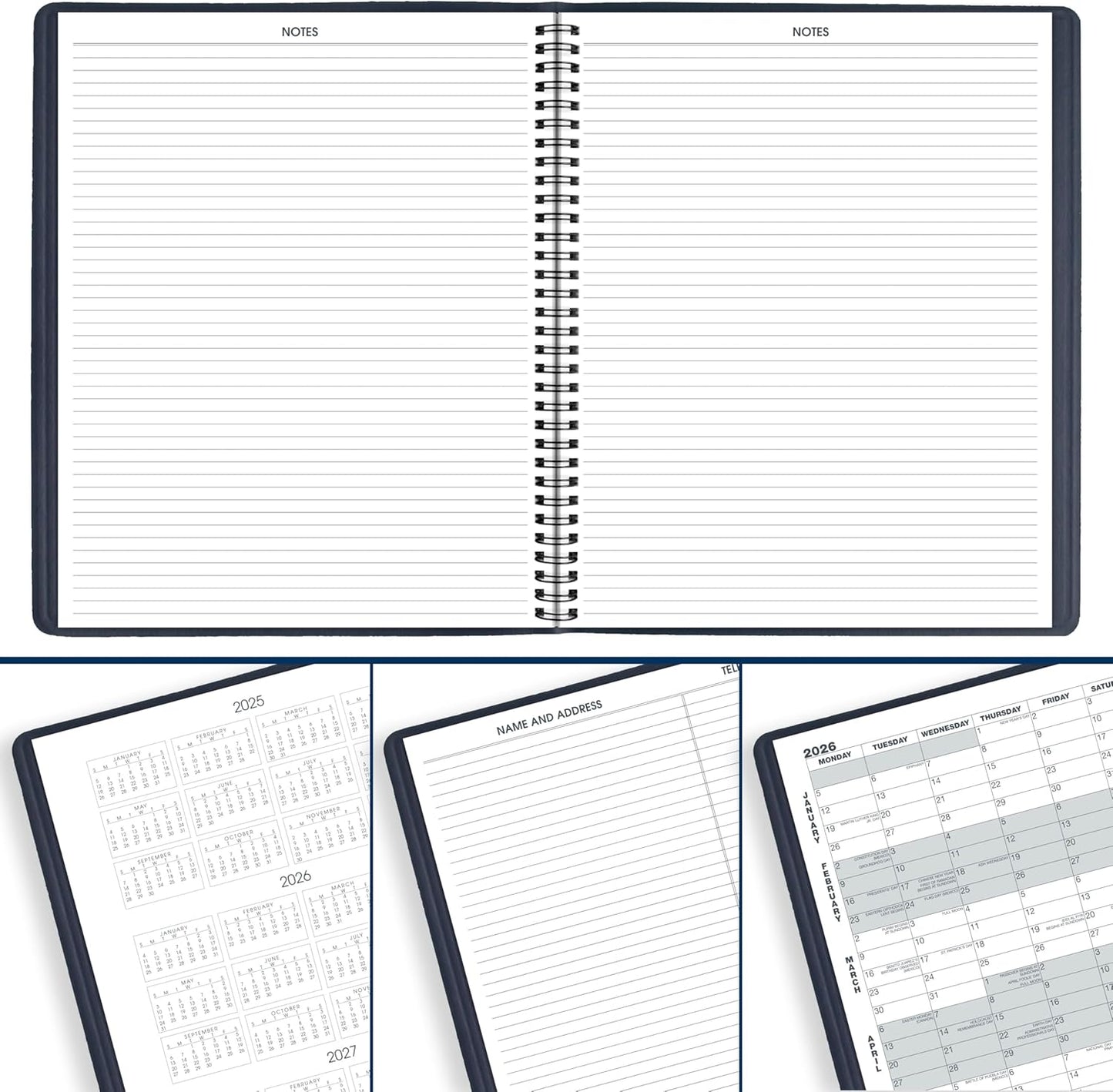 AT-A-GLANCE 2026 Planner, Monthly, 9" x 11", Large, Navy (702602026)