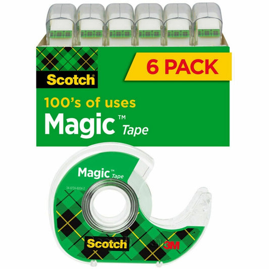 Scotch Magic Tape, 6 Rolls with Dispensers 3/4 x 650 Inches (6122)