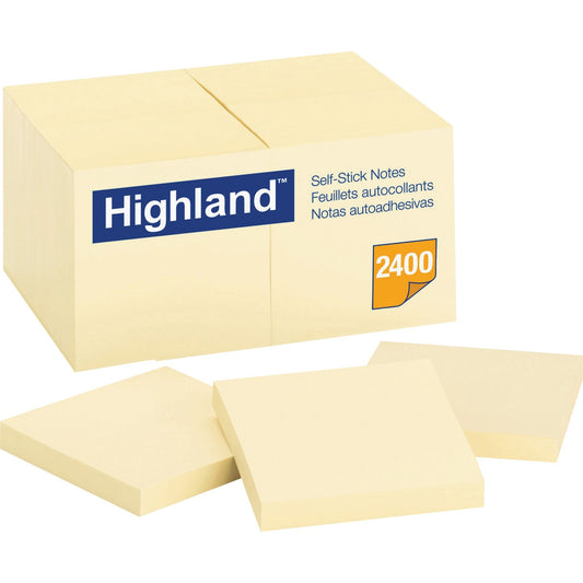 Highland Sticky Notes, 3 x 3 Inches, Yellow, 24 Pack (6549-24)