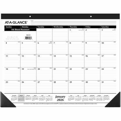 AT-A-GLANCE 2026 Desk Calendar, Monthly, Desk Pad, 21-3/4" x 17", Large, Ruled Blocks (SK240026)
