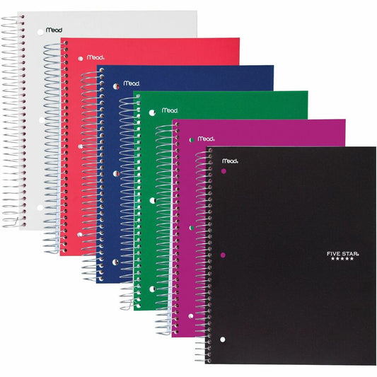 Five-subject Notebook 200 Sheet - Wide Ruled - 8" x 10.5" Assorted Colors, 3pk (MEA05206)