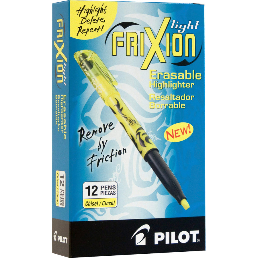 Pilot FriXion Light Erasable Highlighters, Chisel Tip, Yellow Ink, Dozen (46502)
