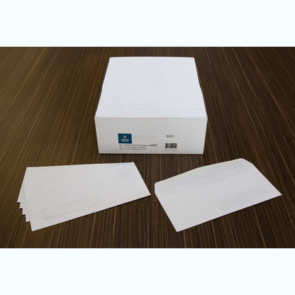 Business Source Economical No. 10 Window Envelopes, 4-1/8" x 9-1/2", 24 lb White Wove, 500/Box (BSN42251)