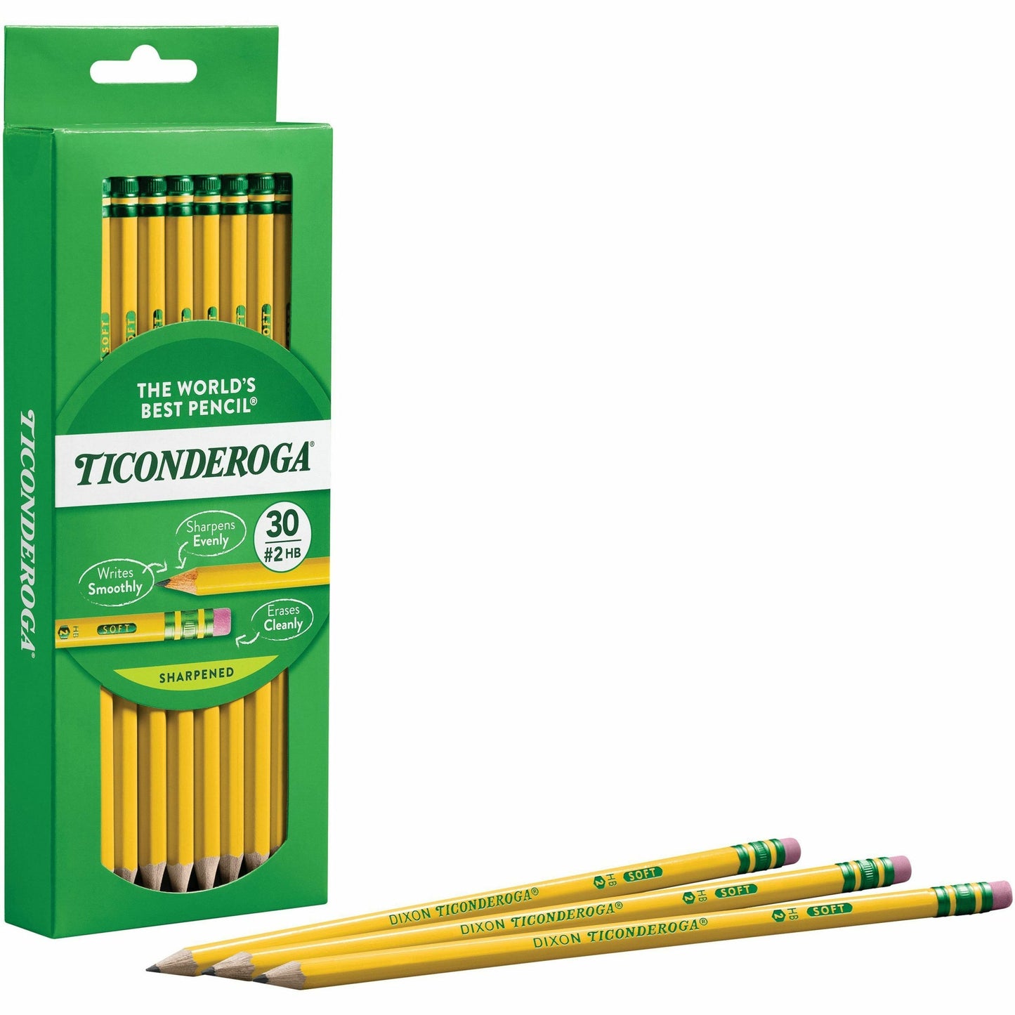 Ticonderoga Pre‑Sharpened No. 2 Pencils – Yellow Barrel, 30 Count