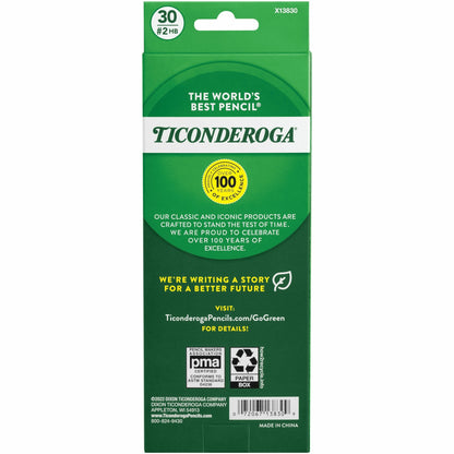 Ticonderoga Pre‑Sharpened No. 2 Pencils – Yellow Barrel, 30 Count