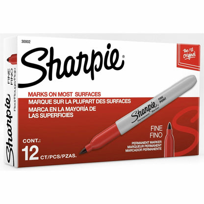 Sharpie marker packaging with a red and white design on a white background
