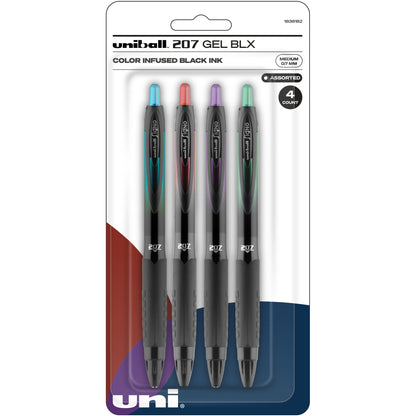 uniball™ 207 BLX Retractable Gel Pens – 0.7mm Medium Point – Assorted Ink – 4-Pack