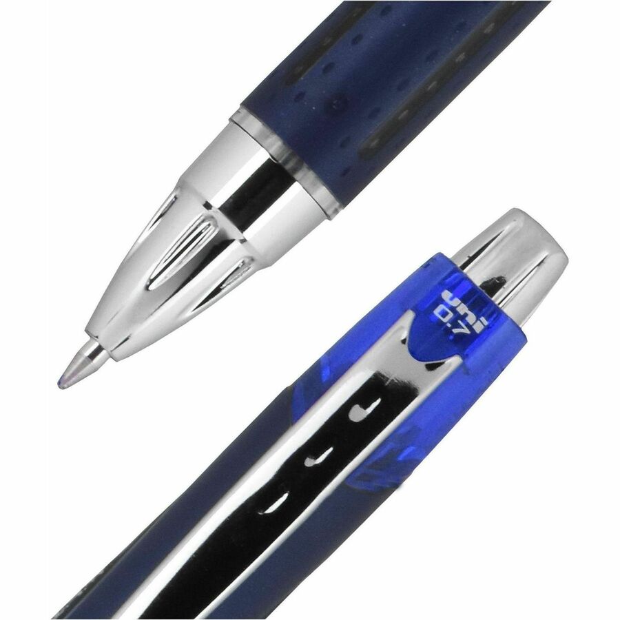 uniball Jetstream RT Retractable Ballpoint Pens, Fine Point, 0.7 mm, Blue Barrel, Blue Ink, Pack Of 12