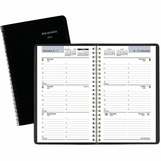 AT-A-GLANCE 2025 Weekly Appointment Book, 5" x 8", Small, Black (G2000026)