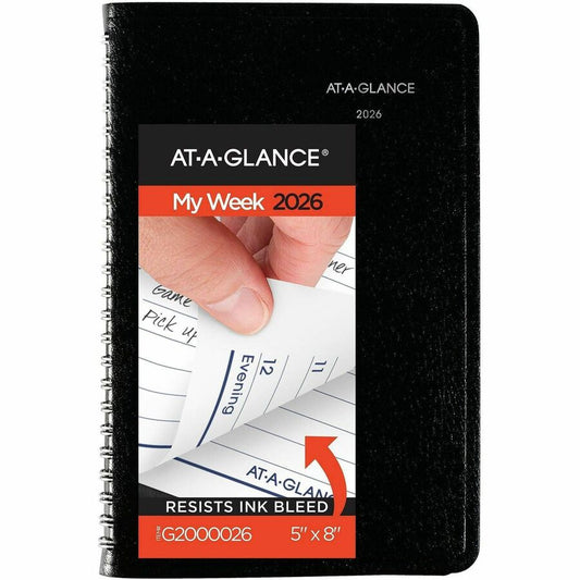 AT-A-GLANCE 2025 Weekly Appointment Book, 5" x 8", Small, Black (G2000026)