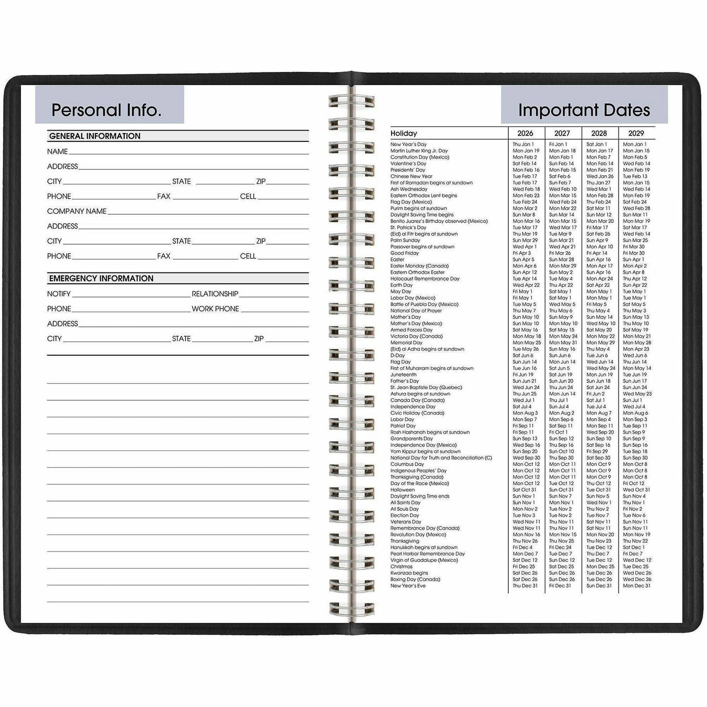 AT-A-GLANCE 2025 Weekly Appointment Book, 5" x 8", Small, Black (G2000026)
