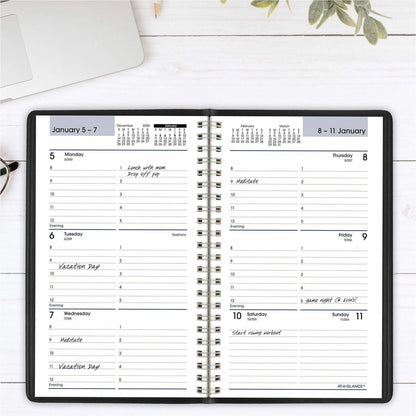 AT-A-GLANCE 2025 Weekly Appointment Book, 5" x 8", Small, Black (G2000026)