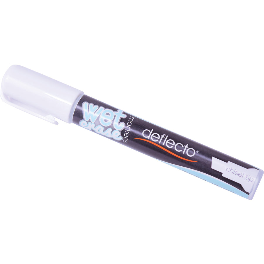 Deflecto Wet Erase Markers, Medium Chisel Tip, White, 4/Pack (SMA510V4WT)