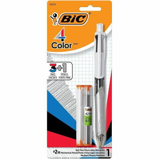 BIC 4-Color 3+1 Ball Pen and Pencil, Assorted Inks, 0.7mm Lead (MMLP1AST)