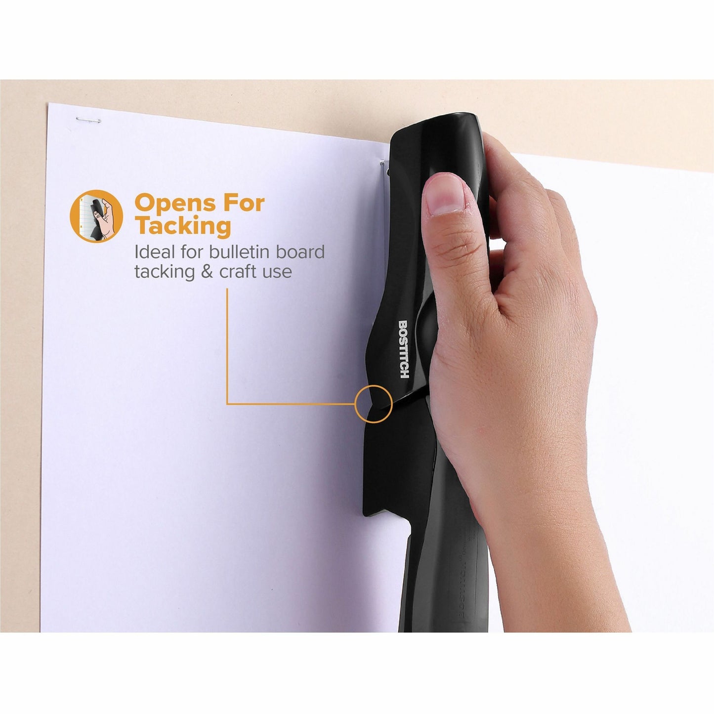 Bostitch Half Strip Flat Clinch Stapler – Staples up to 40 Sheets, Black (BOSB175BLK)