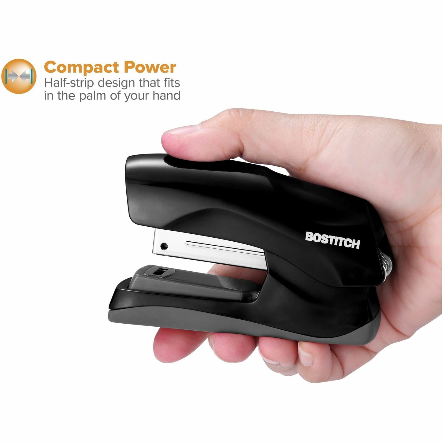 Bostitch Half Strip Flat Clinch Stapler – Staples up to 40 Sheets, Black (BOSB175BLK)