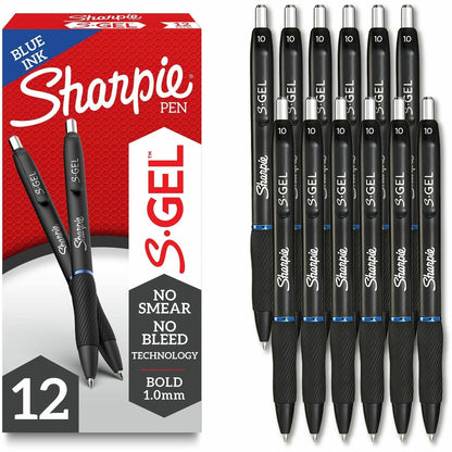 SHARPIE S-Gel, Gel Pens, Bold Point (1.0mm), Blue Ink Gel Pen, 12 Count