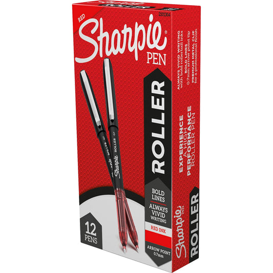 Sharpie Rollerball Pens, Arrow Point (0.7mm), Red Ink, 12 Pack (2101304)