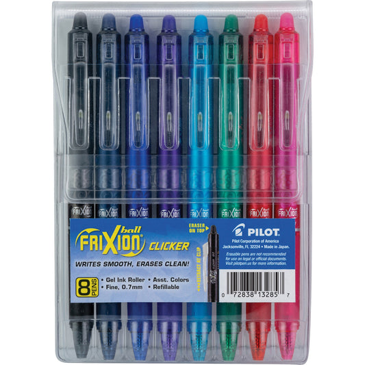Pilot FriXion Erasable Gel Pens – 0.7mm Fine Point, Retractable, Assorted Colors, 8-Pack