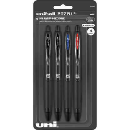 uni-ball 207 Plus+ Retractable Gel Pens, Medium Point, 0.7mm, Assorted Ink, 4pk (70458)