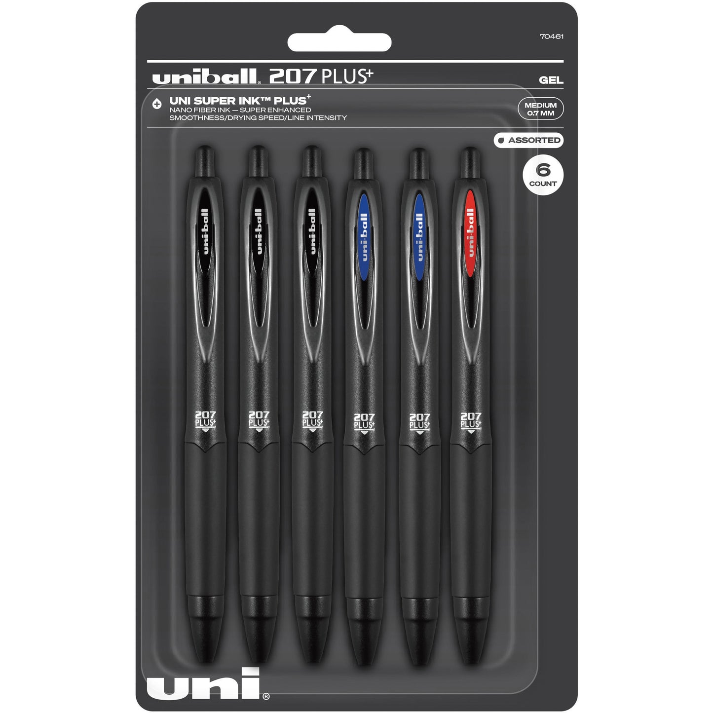 uniball 6pk 207 Plus+ Gel Pen 0.7mm Medium Point Multicolored Ink