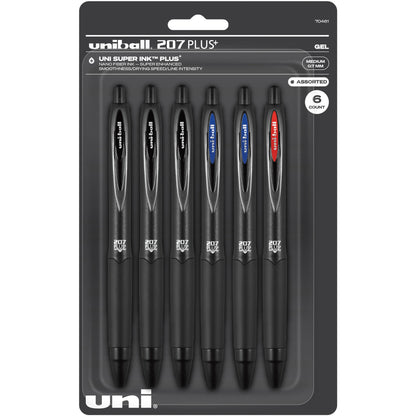 uniball 6pk 207 Plus+ Gel Pen 0.7mm Medium Point Multicolored Ink