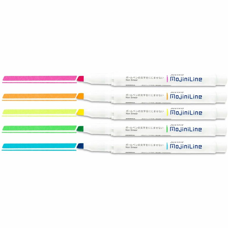 Zebra Pen Mojini Highlighter Set, Soft Chisel Tip, Assorted Colors, 5Pk (70205)