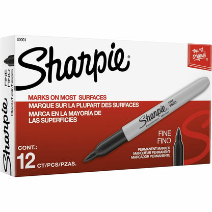 Sharpie Fine Tip Permanent Markers – Black, Dozen (30001B)