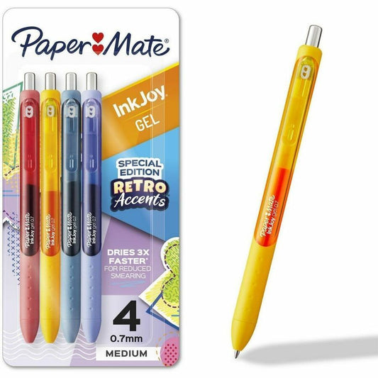 Paper Mate InkJoy Gel Pens, Retro Accent Colors, Medium (0.7mm) Point, 4 Count