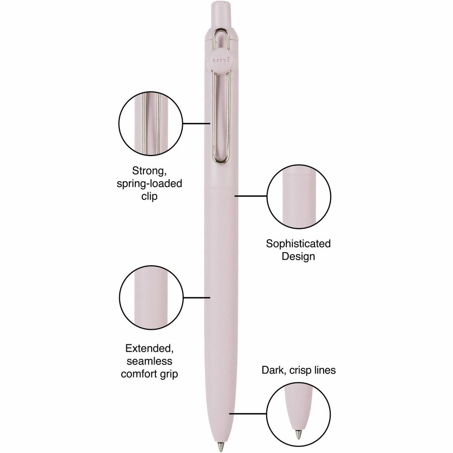 Uniball Zento Liquid Gel Ink Retractable Pens, Medium Point (0.7mm), Muted Barrels, Black Ink, Dozen