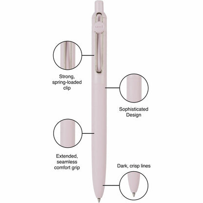 Uniball Zento Liquid Gel Ink Retractable Pens, Medium Point (0.7mm), Muted Barrels, Black Ink, Dozen