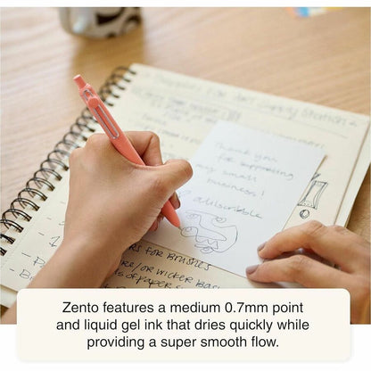 Uniball Zento Liquid Gel Ink Retractable Pens, Medium Point (0.7mm), Muted Barrels, Black Ink, Dozen