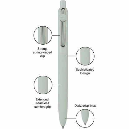 Uniball Zento Gel Pen, Retractable, Medium 0.7 mm, Black Ink, Assorted Barrel Colors, Dozen