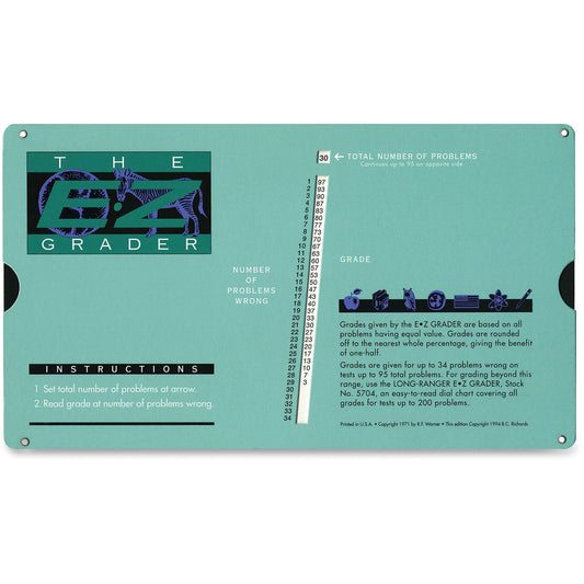 Grading Calculator - E-Z Grader Teacher's Aid Scoring Chart (Original) - 8-1/2"