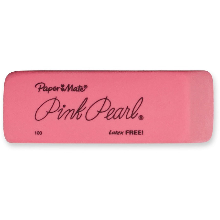 Paper Mate Pink Pearl Eraser, For Pencil Marks, Rectangular Block, Medium, Pink,
