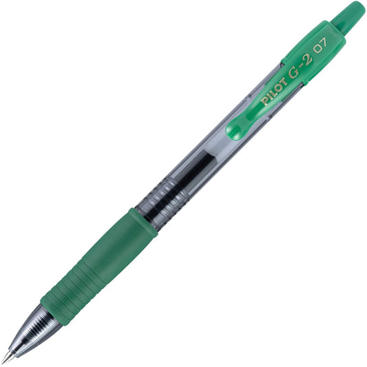 Pilot, G2 Premium Gel Roller Pens, Fine Point 0.7 mm, Green, Pack of 12