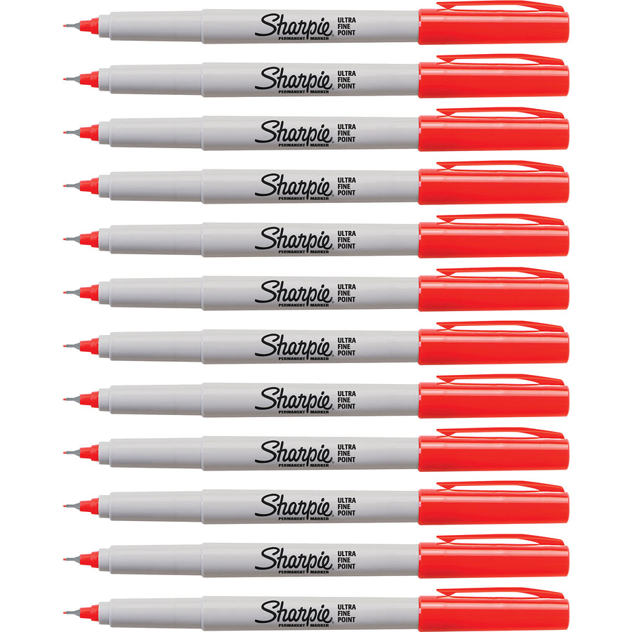 Sharpie Permanent Markers, Ultra Fine Point, Red, 12 Pack (37002)