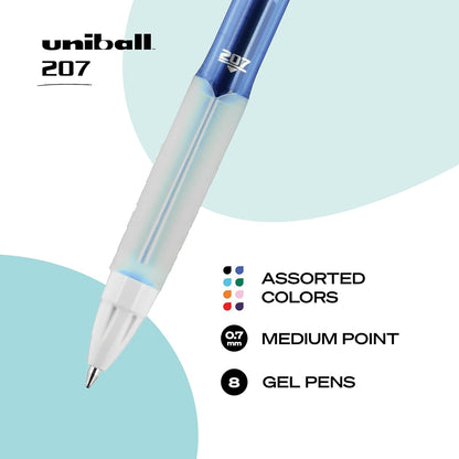 uni-ball 207 Fashion Retractable Gel Pens, 0.7mm, Assorted Ink, 8-Pack (1739929)