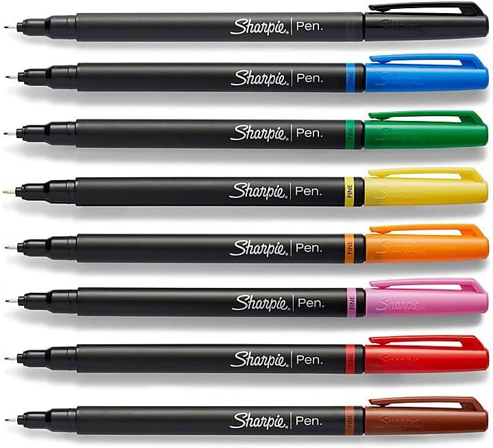 Sharpie® Pens, Fine Point, Assorted Ink Colors, Pack Of 8