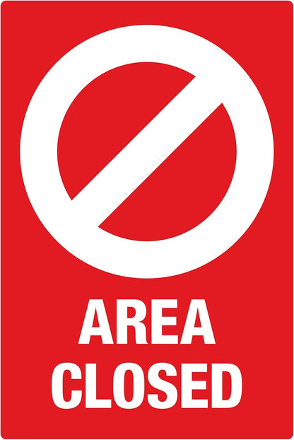 Avery "Area Closed" Wall Decals – Safety Signs, 4" x 6", Red, 10/Pack (83071)