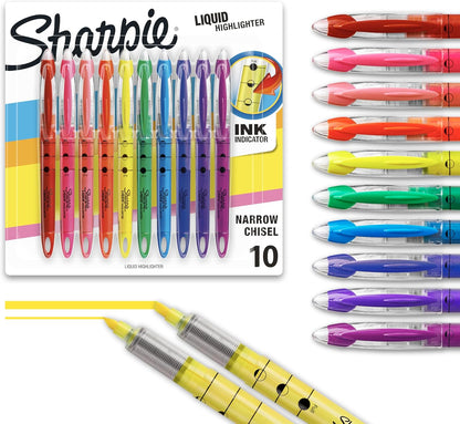 Sharpie Liquid Highlighters, Chisel Tip, Assorted Colors, 10 Count (24415PP)