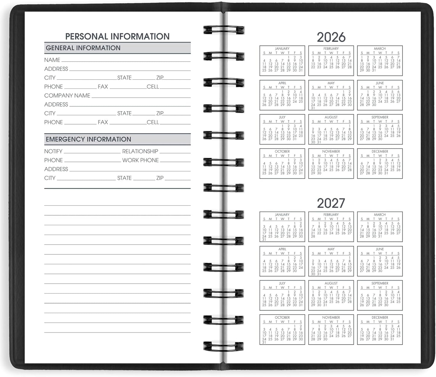 2026 Pocket Calendar by AT-A-GLANCE, Weekly Planner, Unruled, Black (700350526)