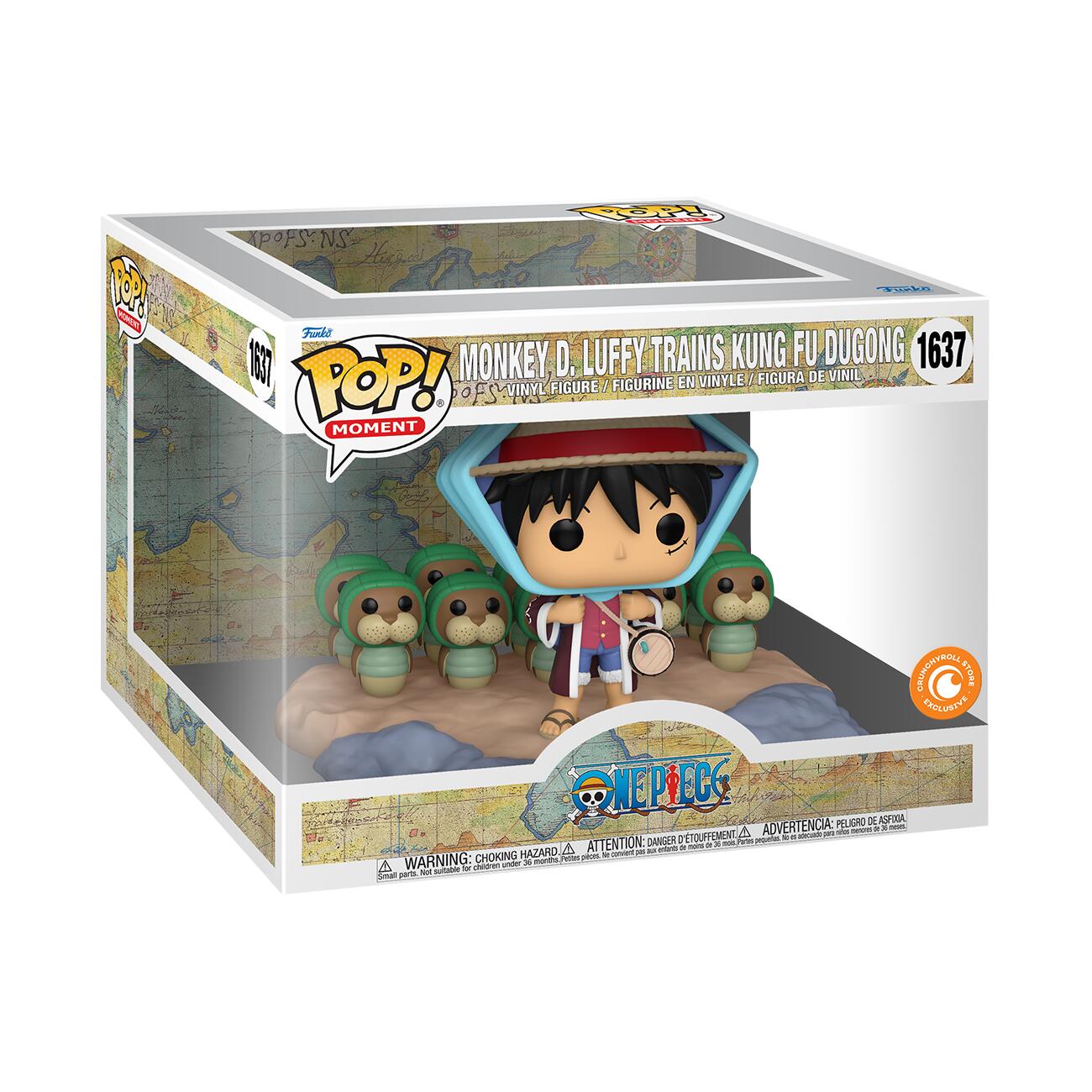 Funko Pop! vinyl figure packaging featuring Monkey D. Luffy from One Piece with Kung Fu Dugong.